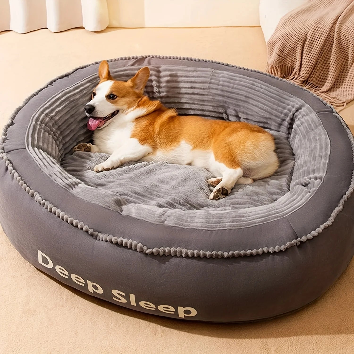 Pet Bed Comfortable Donut Round Dog Kennel Soft Washable Dog Cat Cushion Bed