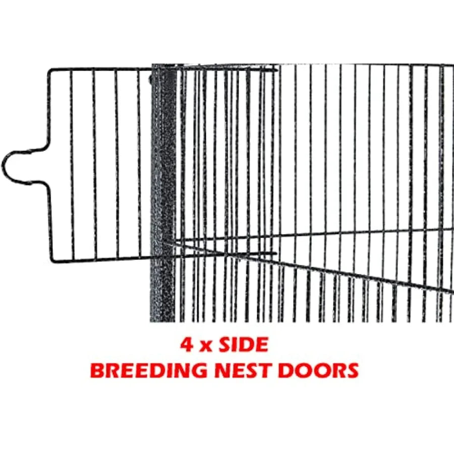 70 Extra Large Bird Parrot Flight Cage with Side Breeding Nest Box Double Feeder Cups Easy Pull-Out Metal Grate Washable Tray