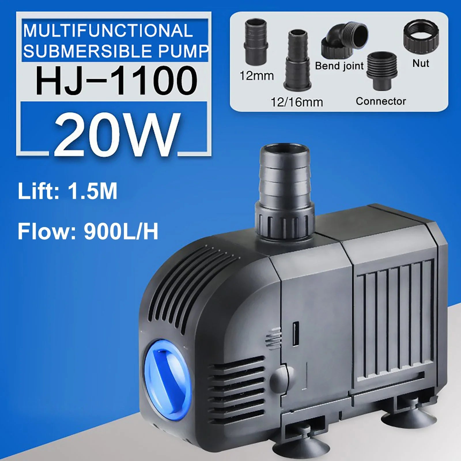 500—3000L/H Intelligent Fish Pond Aquarium Water Pump 220-240V 50Hz Ultra-Quiet Fish Tank Fountain Water Fountain Pump Filter