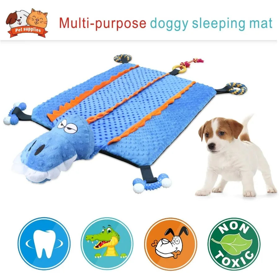 Dog Play Mat with Chew Toys Multiple Puzzle Interactive Toy Pet Playing Mat for Small Medium Dogs Cats All-in-One
