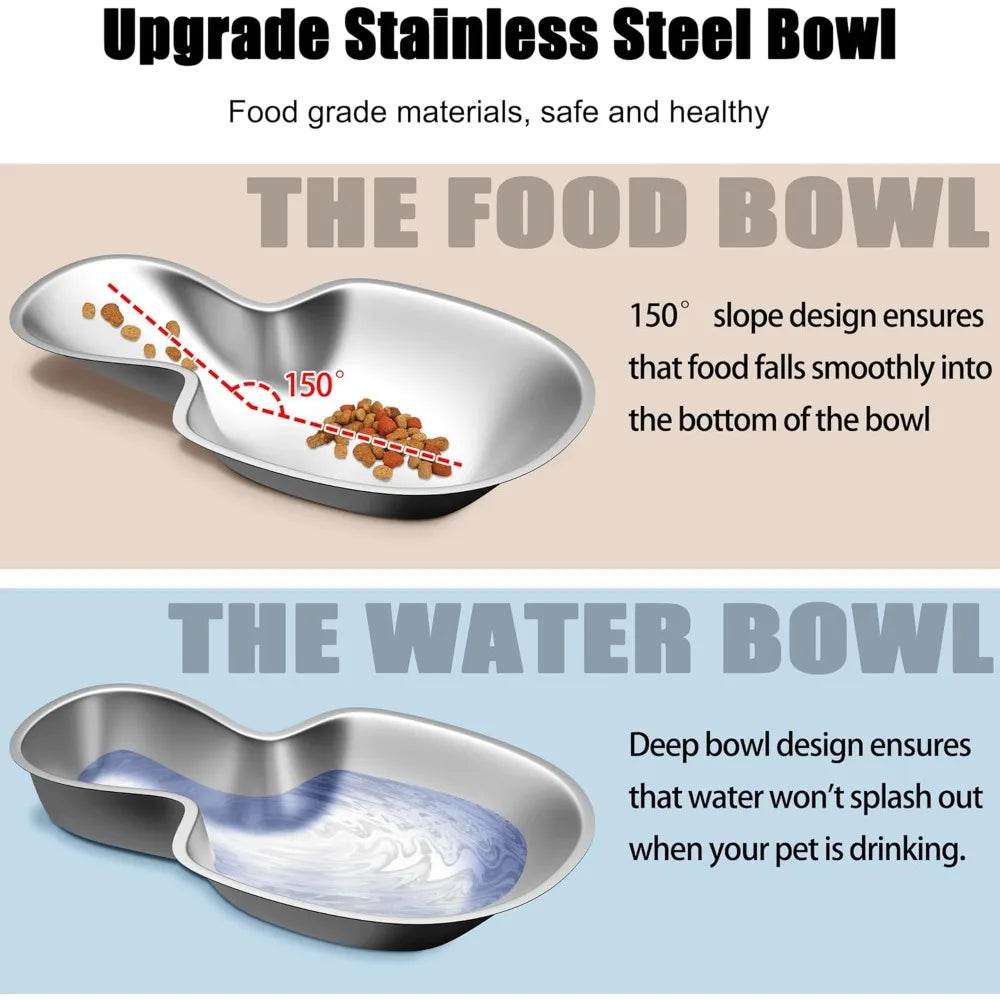 Automatic Pet Feeder and Water Dispenser Set with Stainless Steel Bowls, 3.8L Capacity