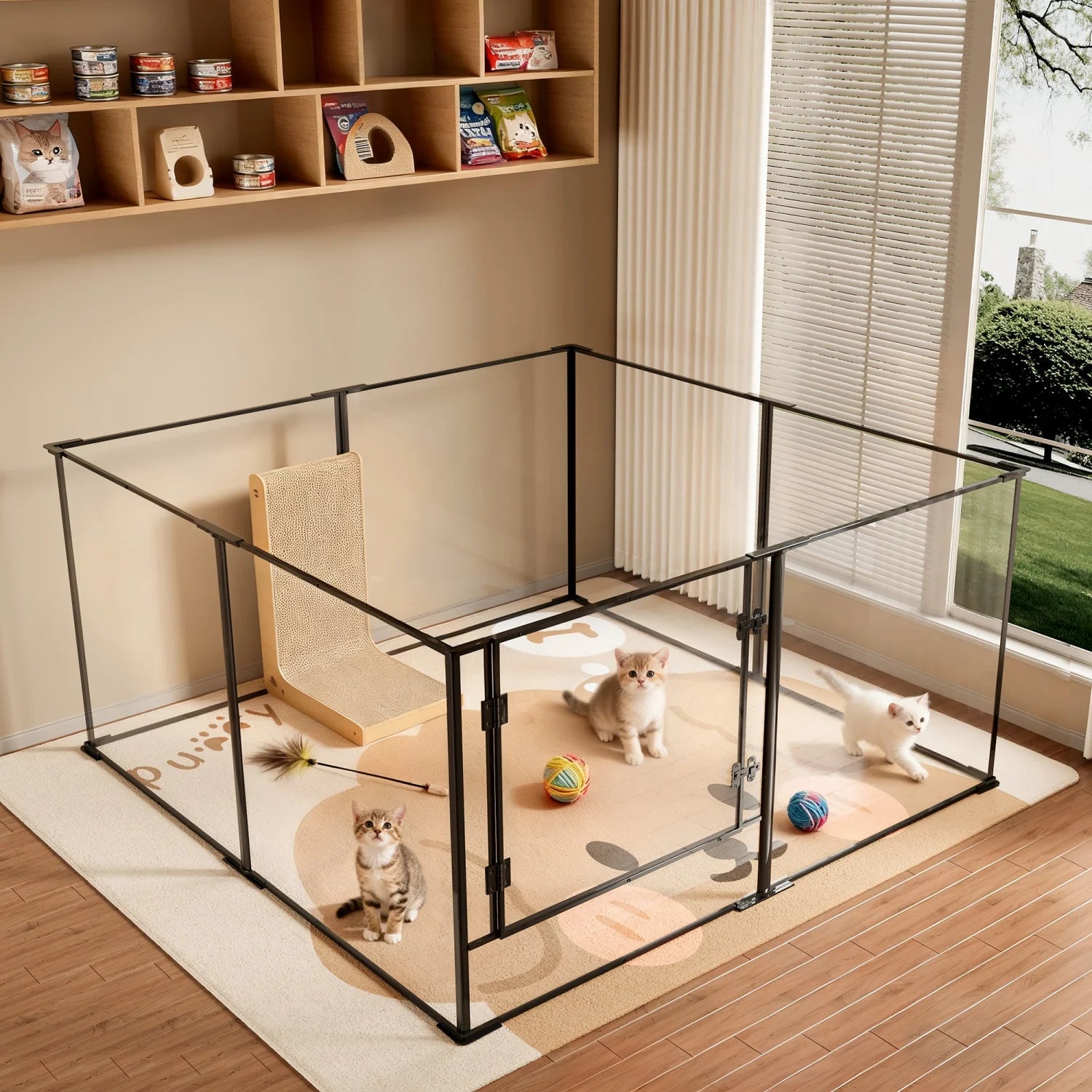 8 Panels Clear Acrylic Dog Playpen Pet Puppy Playpen for Guinea Pig Rabbits Small Animals Whelping Pen Box Exercise Fence