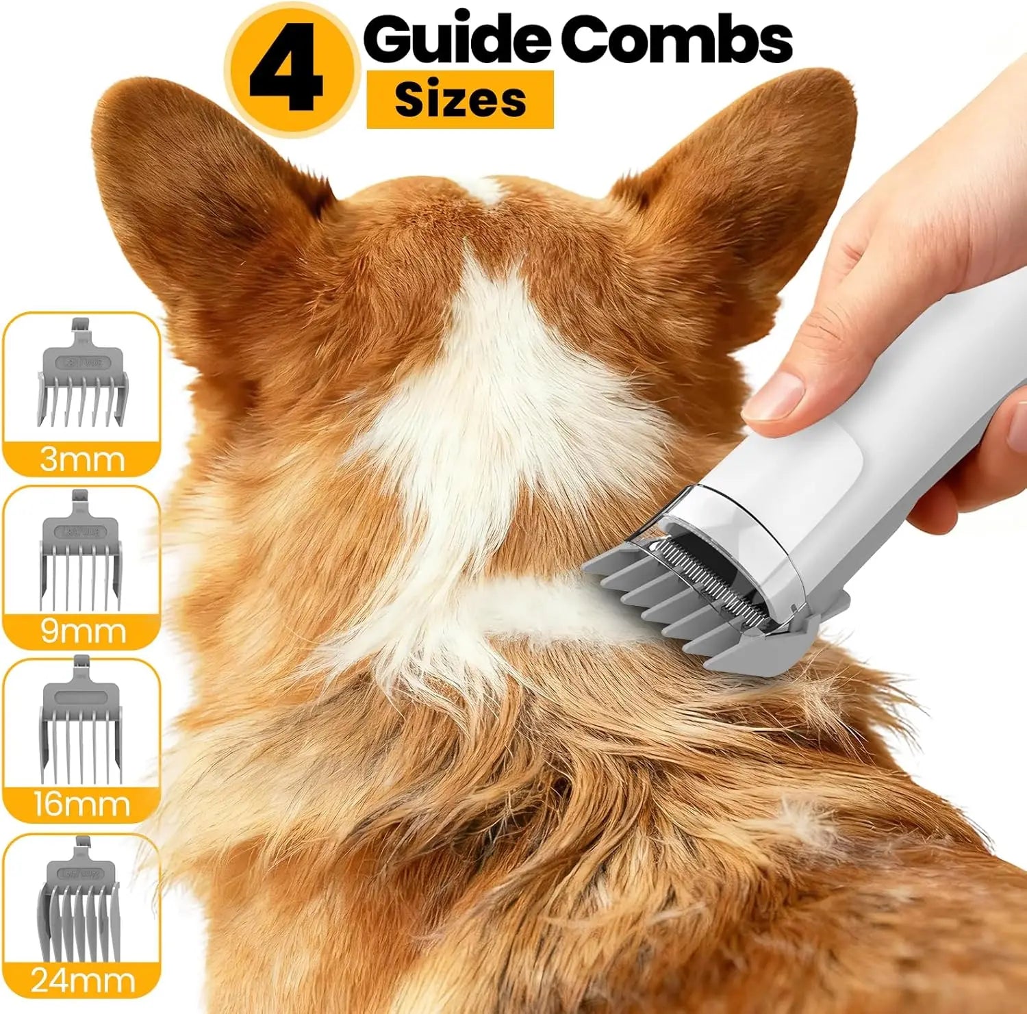 All-in-One Pet Grooming Vacuum with Hair Clipper and Shedding Brush, Low Noise 12,000Pa Suction