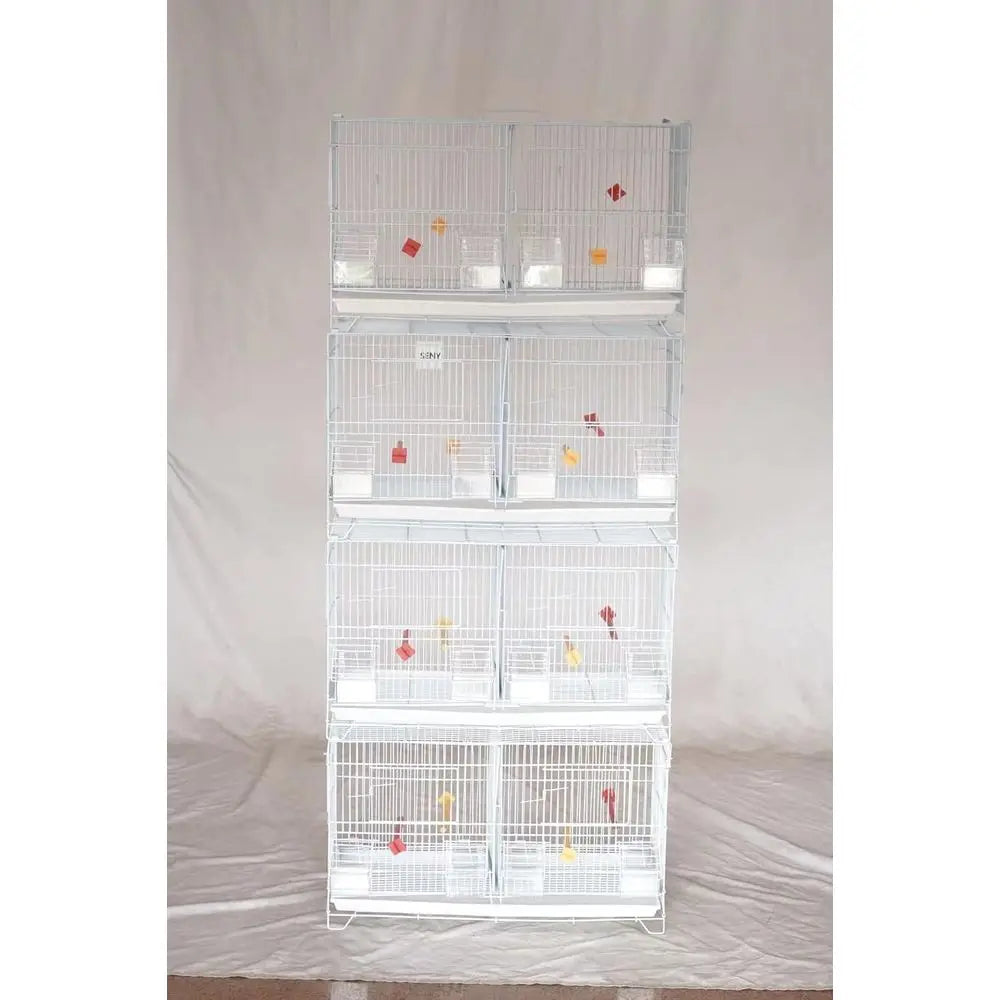 Set o 4 Stackable Breeding Bird Cage or Canary inch Small Birds (White)