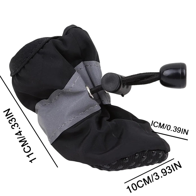 4Pcs All-Weather Dog Shoes Waterproof Non-slip Reflective Adjustable Pet Boots for Small Medium Dogs Winter Snow