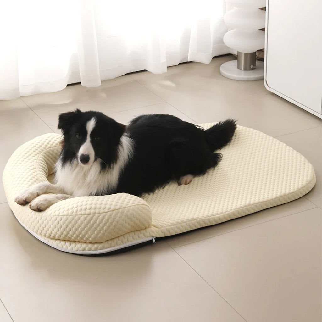 Breathable Spring Summer Cooling Large Dog Bed Ati-slip Cat Bed with Pillow Ice Silk Fabric
