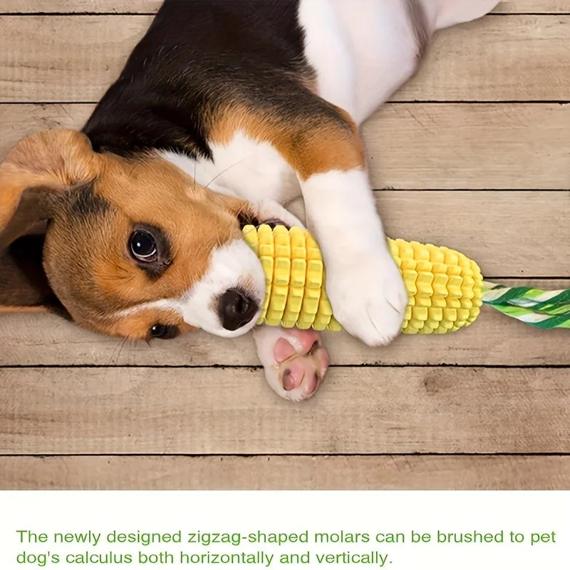 Indestructible Chew Toy Heavy-Duty Rubber Bone Corn Grain Texture Powerful Chewers Dental Care