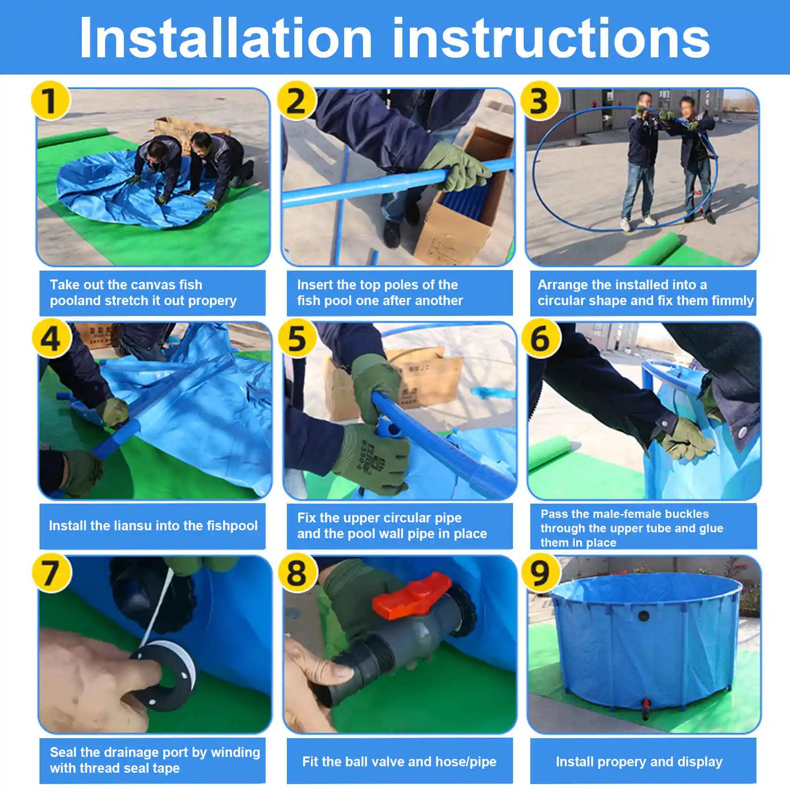 Outdoor Fish Tank Thickened Pool Pond Framed Swimming Pools, Fish Shrimp Breeding Irrigation Storage Holding Tank