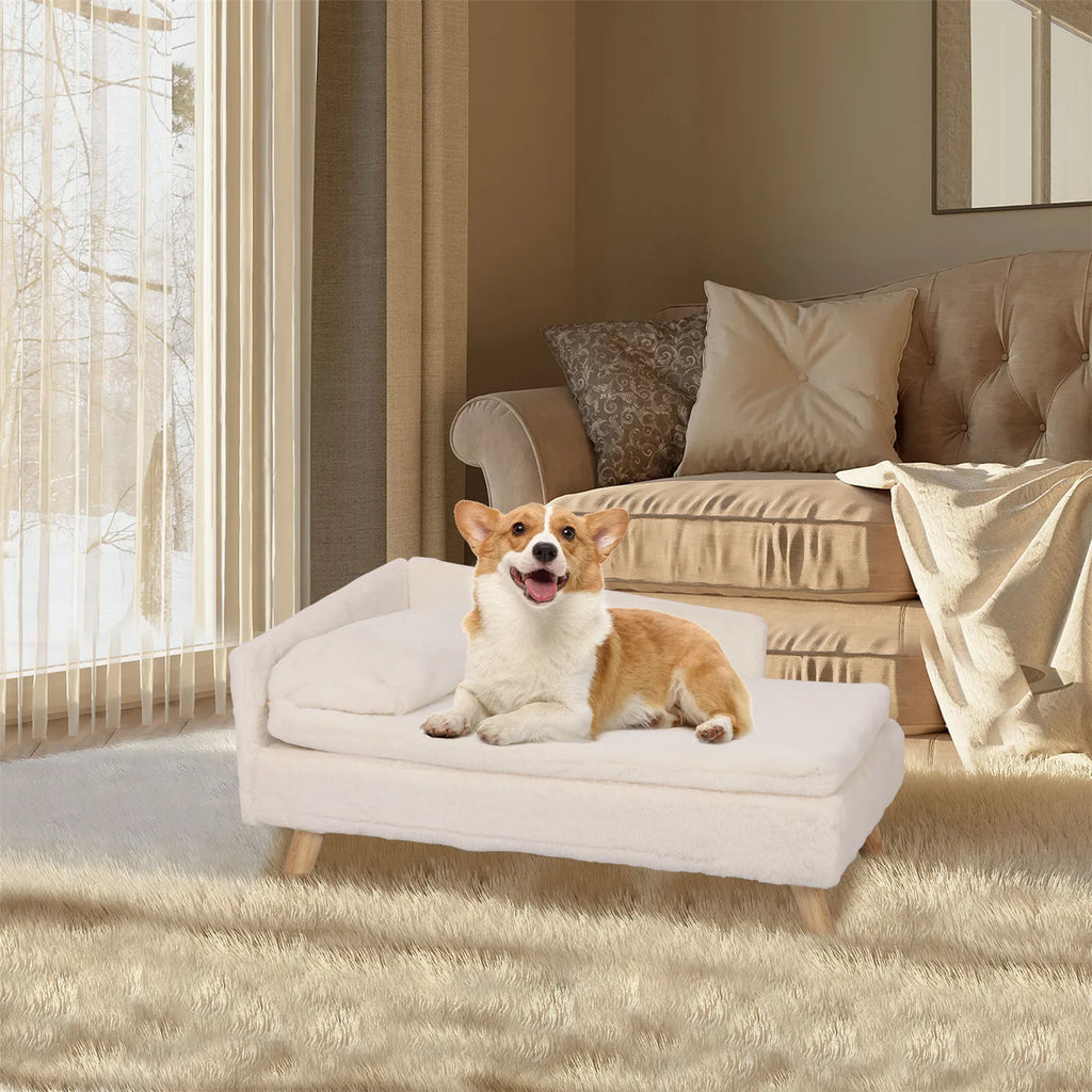 Elevated Pet Bed,Nordic Pet Stool Bed with Cozy Pad Waterproof, Pet Sofa Bed with Sturdy Wood Legs