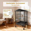 Indoor Outdoor Bird Flight Cage on Wheels Rolling Stand Tall Parrot Cage with Slide Out Tray Perches & Feeders