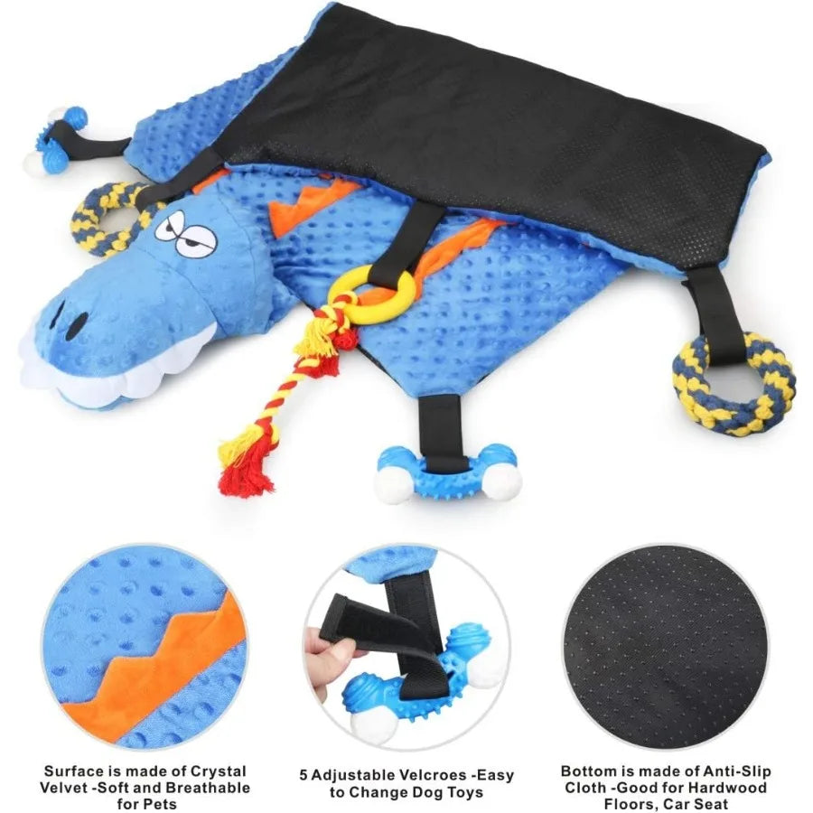 Dog Play Mat with Chew Toys Multiple Puzzle Interactive Toy Pet Playing Mat for Small Medium Dogs Cats All-in-One