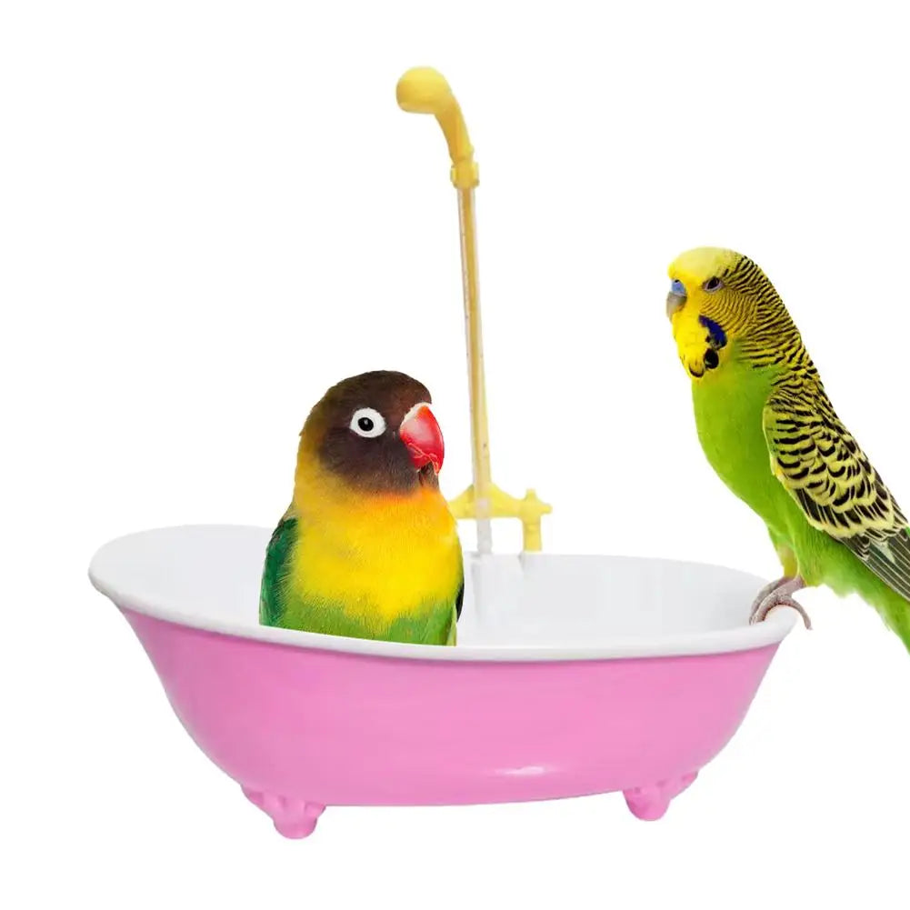 Parrot Automatic Intelligent Bath Bird Shower Bathtub Supplies Blue Cute Plastic Cage Accessories