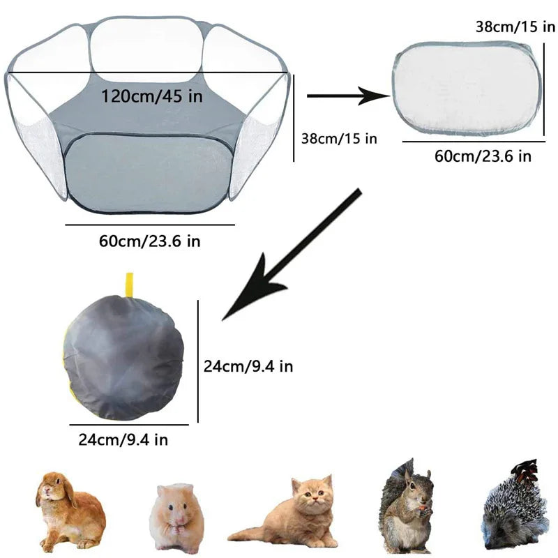 Portable Small Pet Cage Transparent Cat and Dog Cage Tent Pet Playpen Open Folding Yard Fence