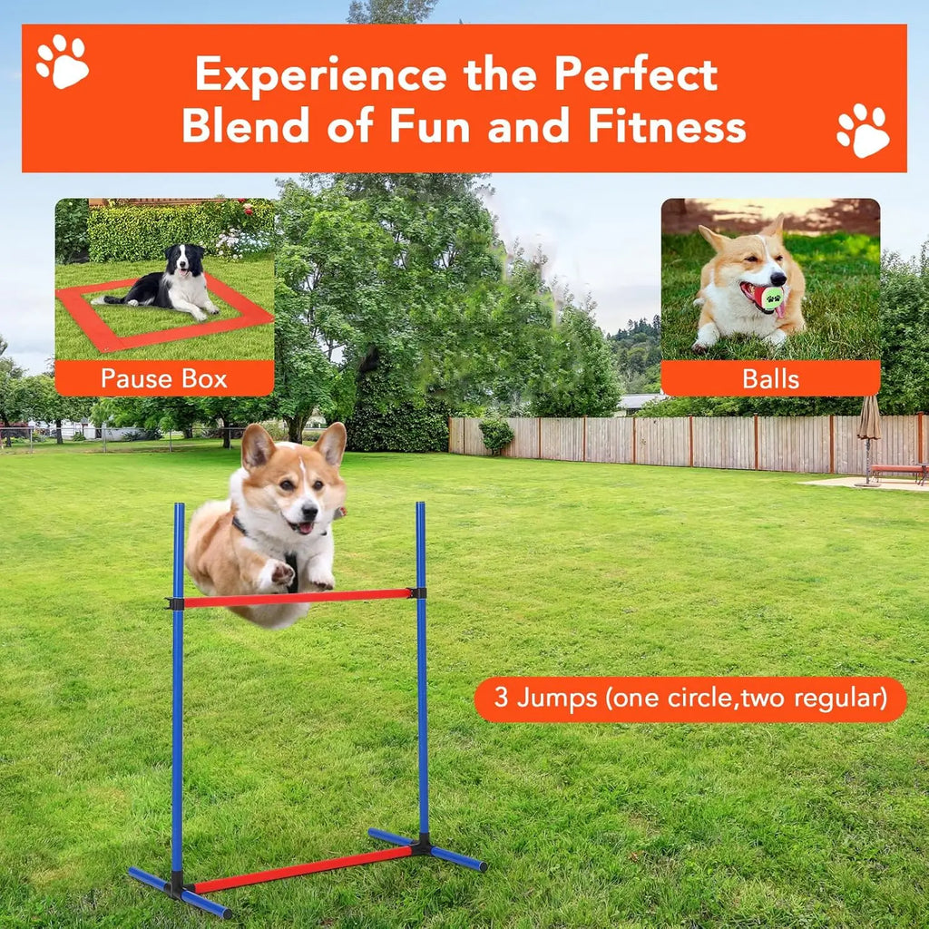87 Pcs Dog Agile Training Equipment Set Obstacle Course Kit with 70" Tunnel