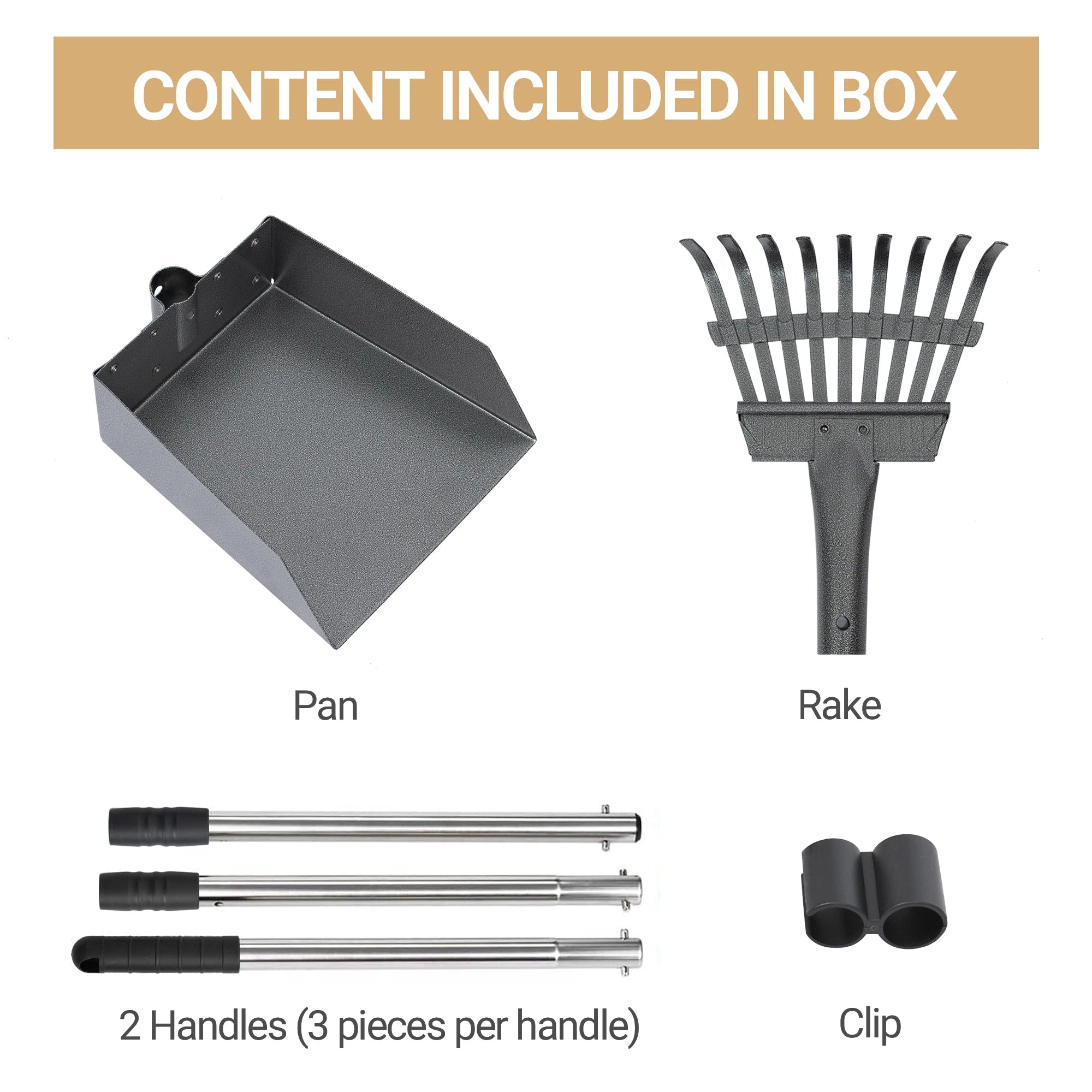 Dog Pooper Scooper, Dog Poop Tray and Rake