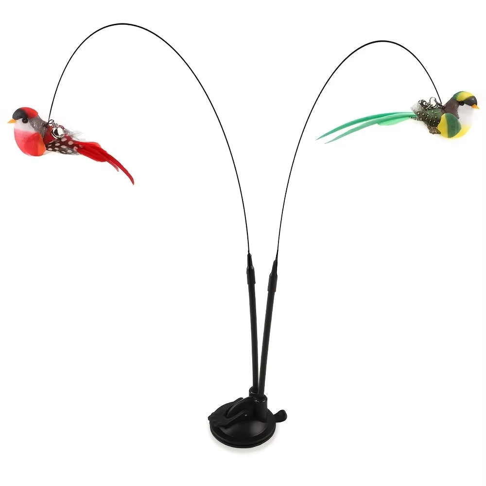 Interactive Cat Wand - Non-slip suction cup base and double-locking grip design, no batteries required