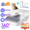 Self Cleaning Automatic Cat Litter Box Robot Open Top Large Capacity App Control Anti Pinch Odor Free