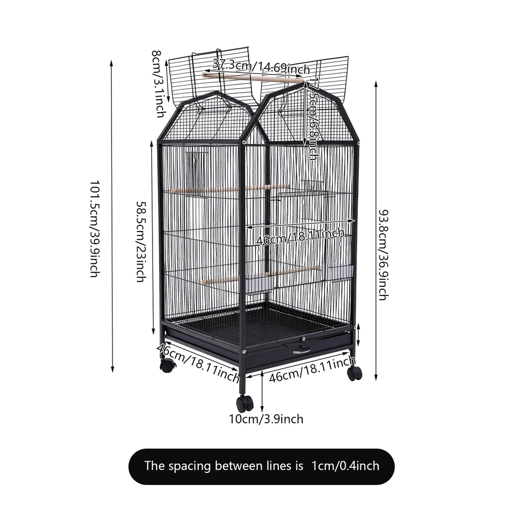 6.9in Large Bird Cage Iron Large Outdoor Parrot Cage Flight Cages Large Finch Bird Cage wit