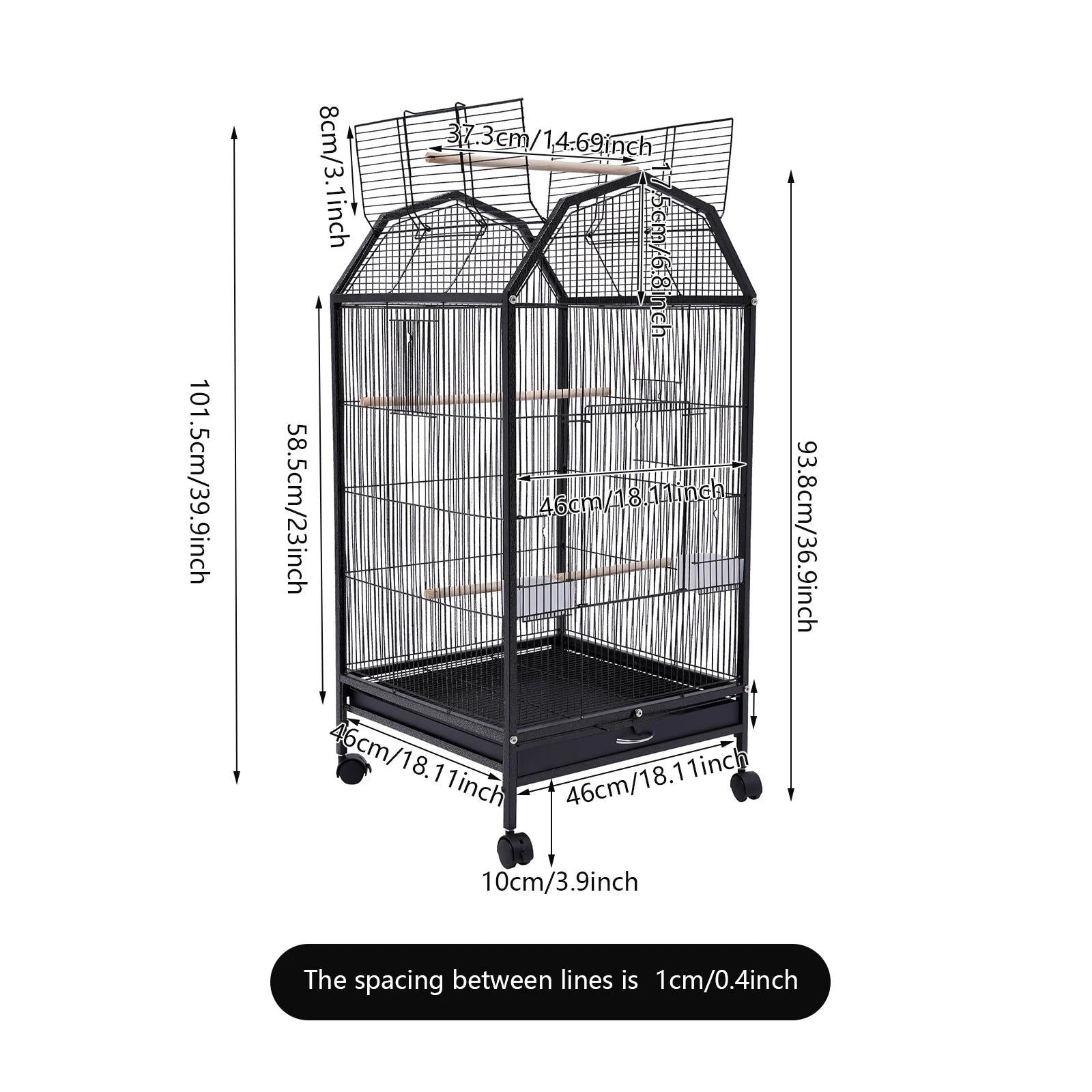 6.9in Large Bird Cage Iron Large Outdoor Parrot Cage Flight Cages Large Finch Bird Cage wit