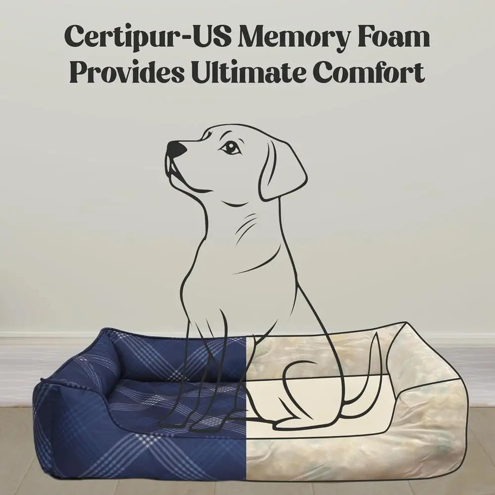 Eco-Friendly Orthopedic Bolster Dog Bed - Recycled Polyester, Washable Cover, Anti-Slip, Medium Pink