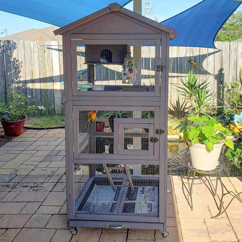 Bird Cage Outdoor Parakeet Cage Large Wooden Aviary Cage Indoor Parrot House