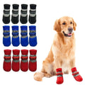 4PCS Cute Waterproof Winter Dog Shoes Soft Sole Warm Dog Snow Shoes Adjustable Anti-Slip Dog Foot Covers