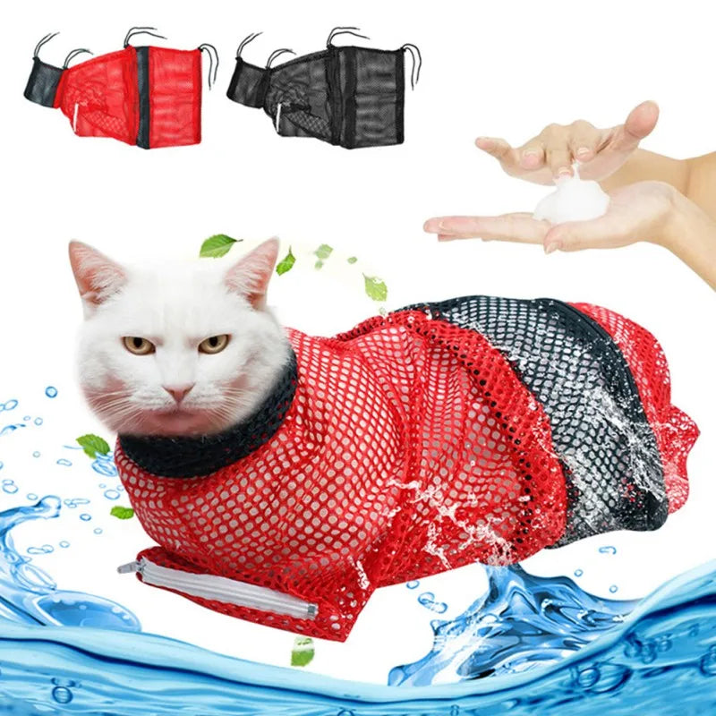 Cat Bathing Grooming Shower Bag Adjustable Cat Restraint Bag Anti Scratching For Bathing Nail Trimming Ears Clean