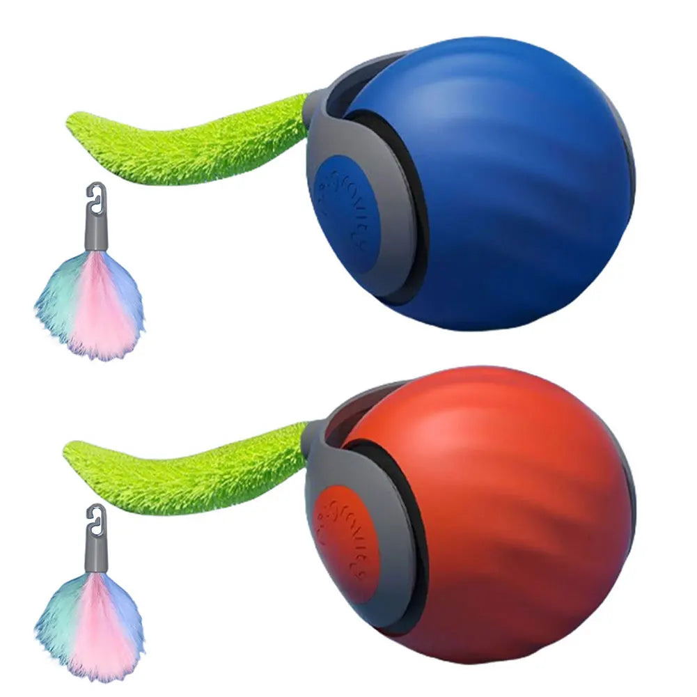 Automatic Moving Cat Toy Ball Two Speed Adjustment Speedy Tail Cat Toy with Replacement Tail