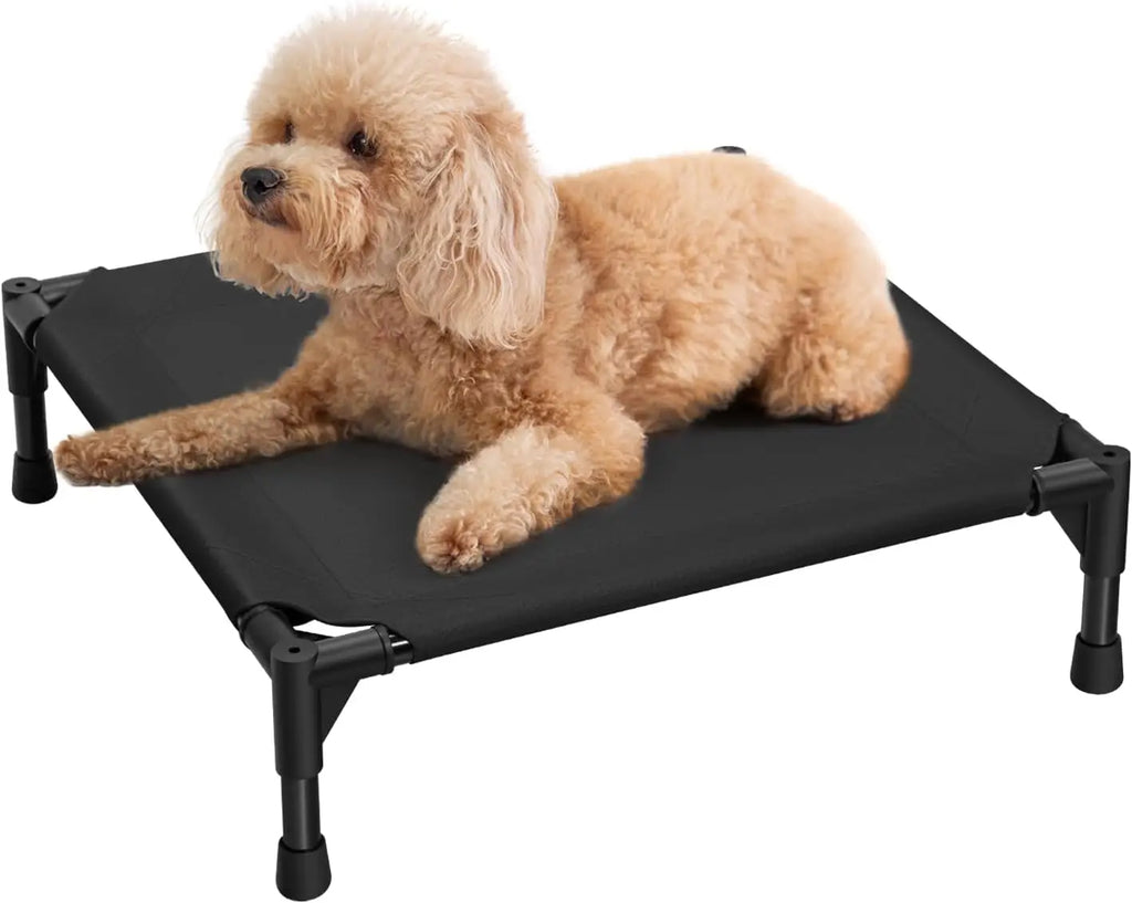 Elevated Cooling Pet Bed with Metal Frame, Raised Cot for Dogs and Cats, Small Size 18.5x18.5x5.5 Inches
