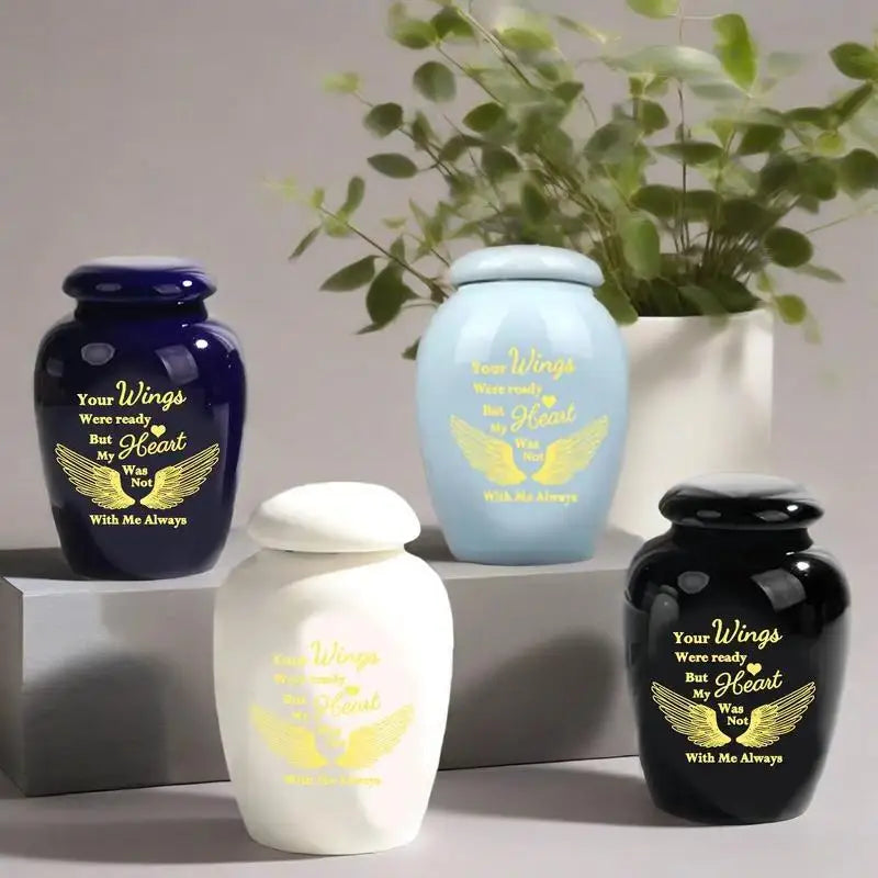 Set of 4 Small Urns for Human Ashes Keepsakes Cremation Ceramic Mini Urns for Human and Pet