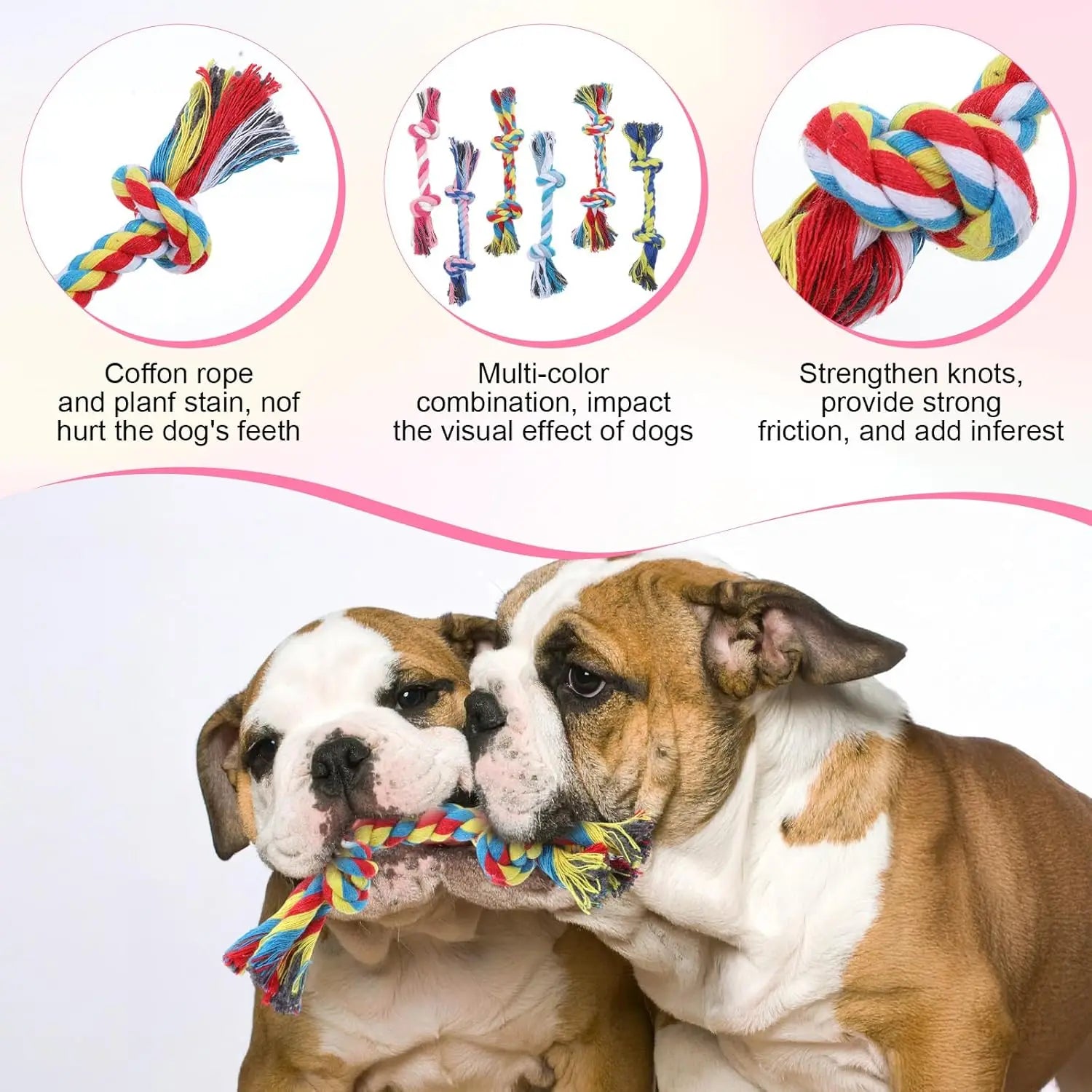 Interactive Braided Dog Chew Ropes - Colorful Teething Toys for Puppies, Durable Boredom Relief Toys for Small to Medium Dogs