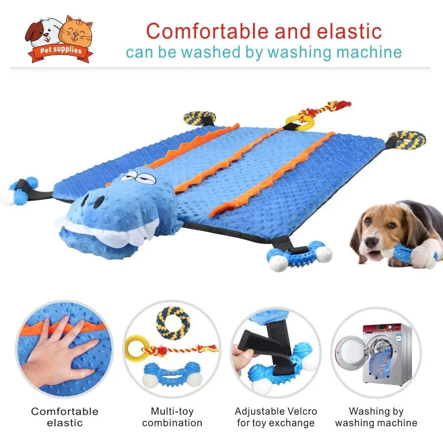 Dog Play Mat with Chew Toys Multiple Puzzle Interactive Toy Pet Playing Mat for Small Medium Dogs Cats All-in-One