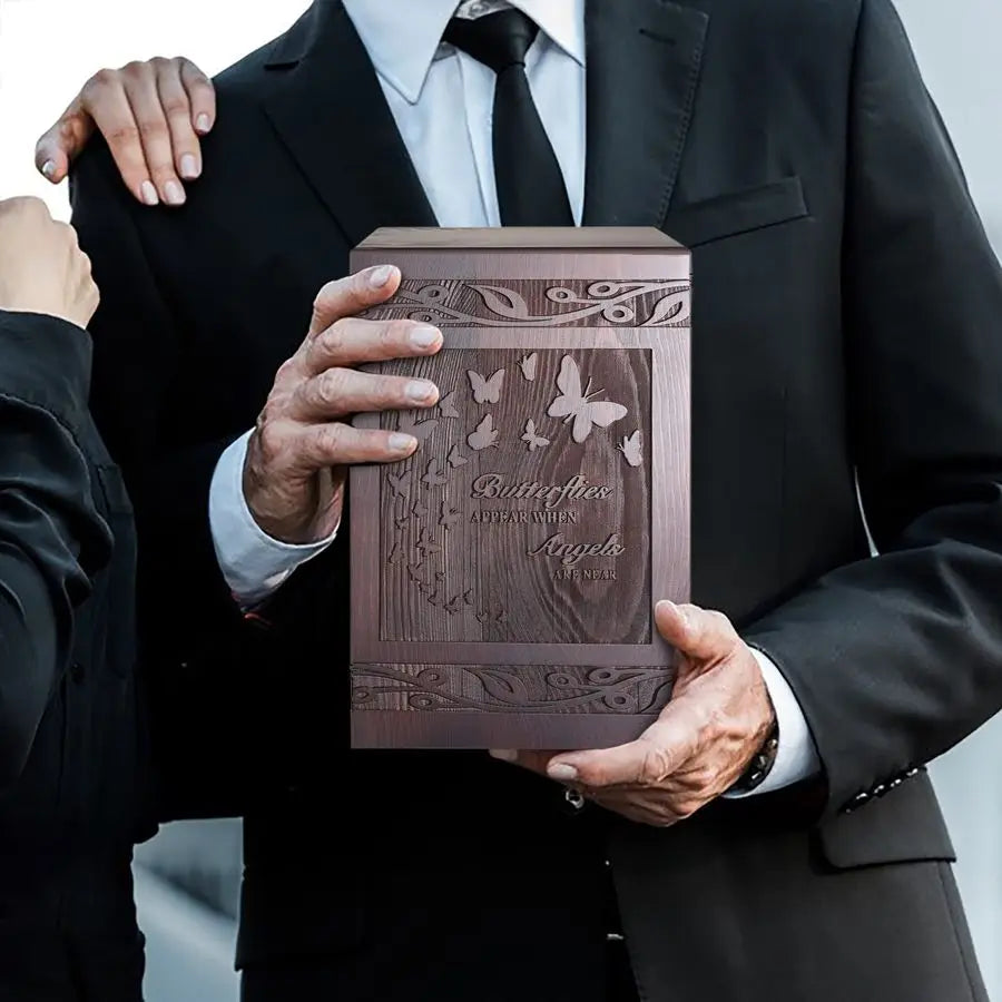 Human Ashes Adult Male Female, Wooden Carved Butterfly Urns Box and Casket for Men Women Child, Pets Cat Dog Urn,