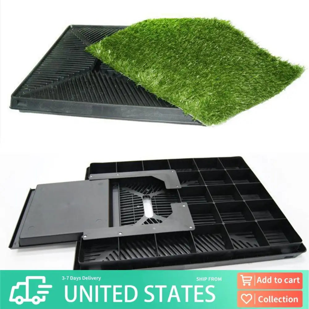 Training Pads with Pee Baffle Dog Grass Pad with Large Tray Reusable Indoor for small and Medium Dogs