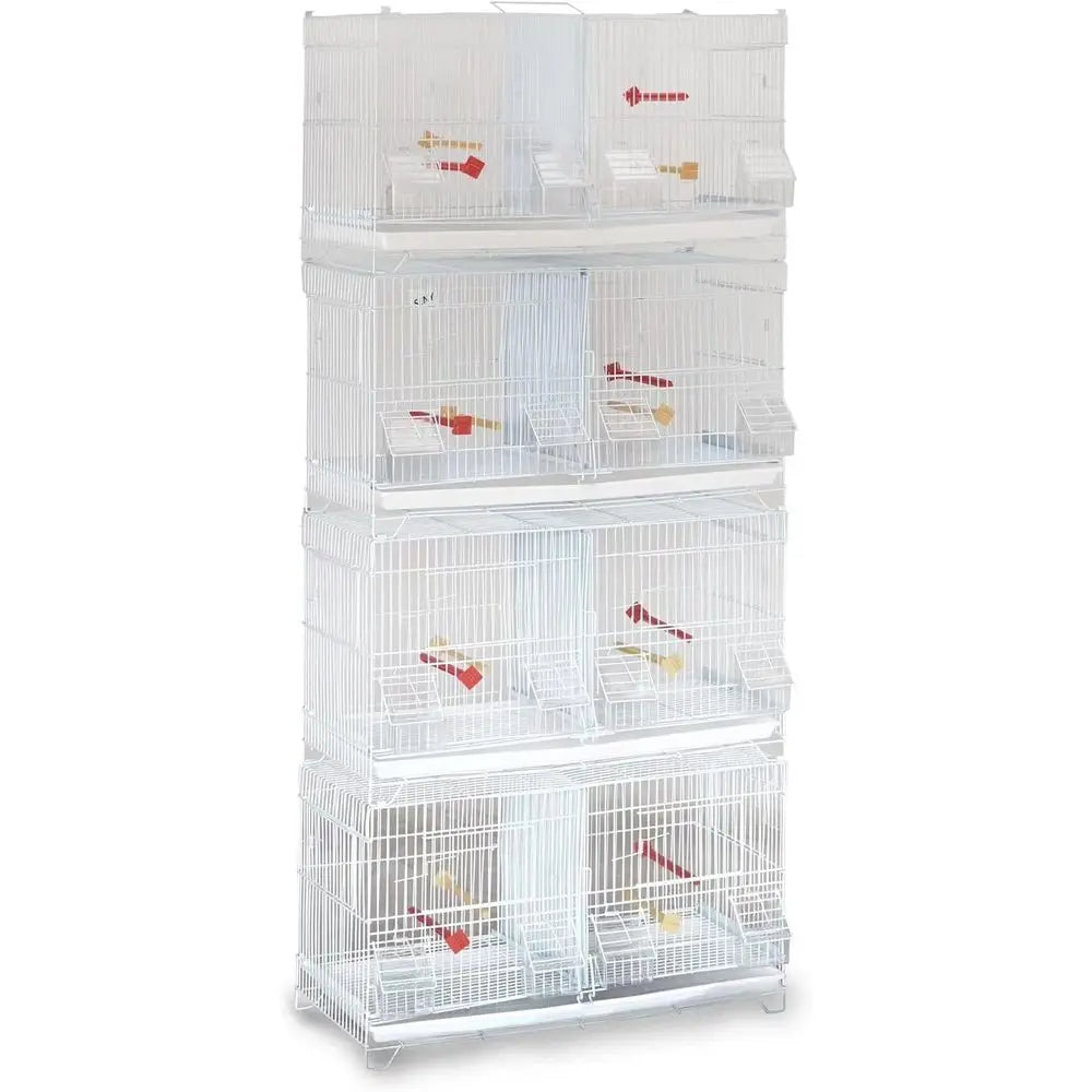 Set o 4 Stackable Breeding Bird Cage or Canary inch Small Birds (White)
