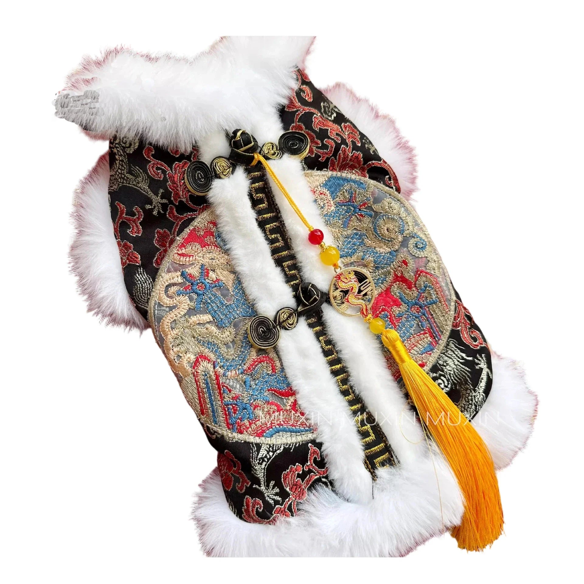 Pet Clothing Dog Cat Winter Puppy Clothes New Year Pet Cotton Coat Thickened Warm Embroidered Outfit