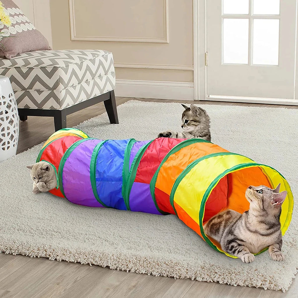 Cat Tunnel Tube Foldable Cat Toys Kitty Training Interactive Fun Toy Tunnel Bored for Puppy Kitten