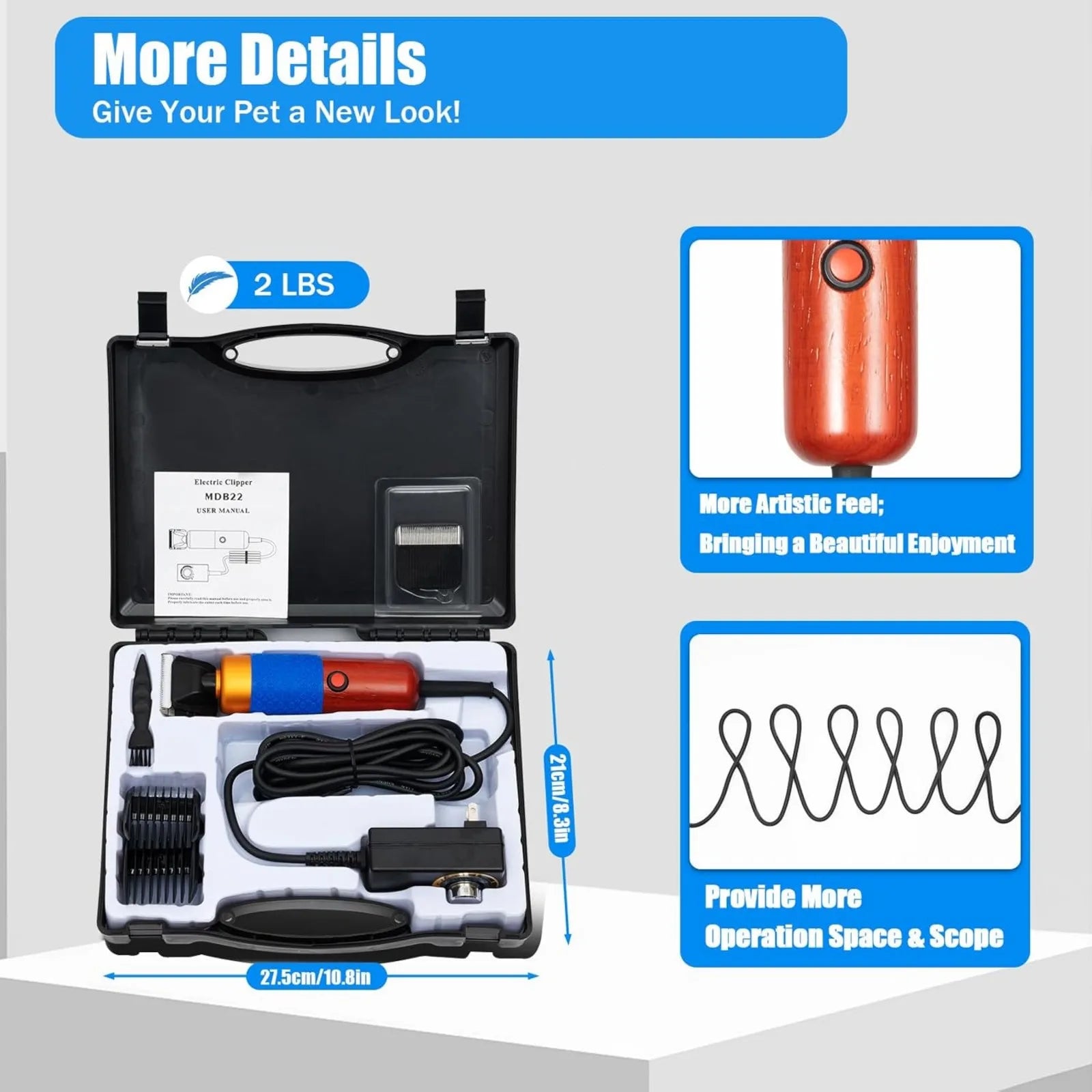 200W Electric Pet Clippers,Pet Dog Grooming Clippers Kit Low Noise Pet Hair Trimmer for Grooming Hair Clipper