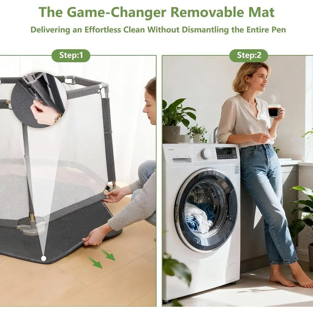 Indoor Puppy Playpen with Cover for Small Dogs & Cats, Foldable Outdoor Dog Fence with Durable Fabric