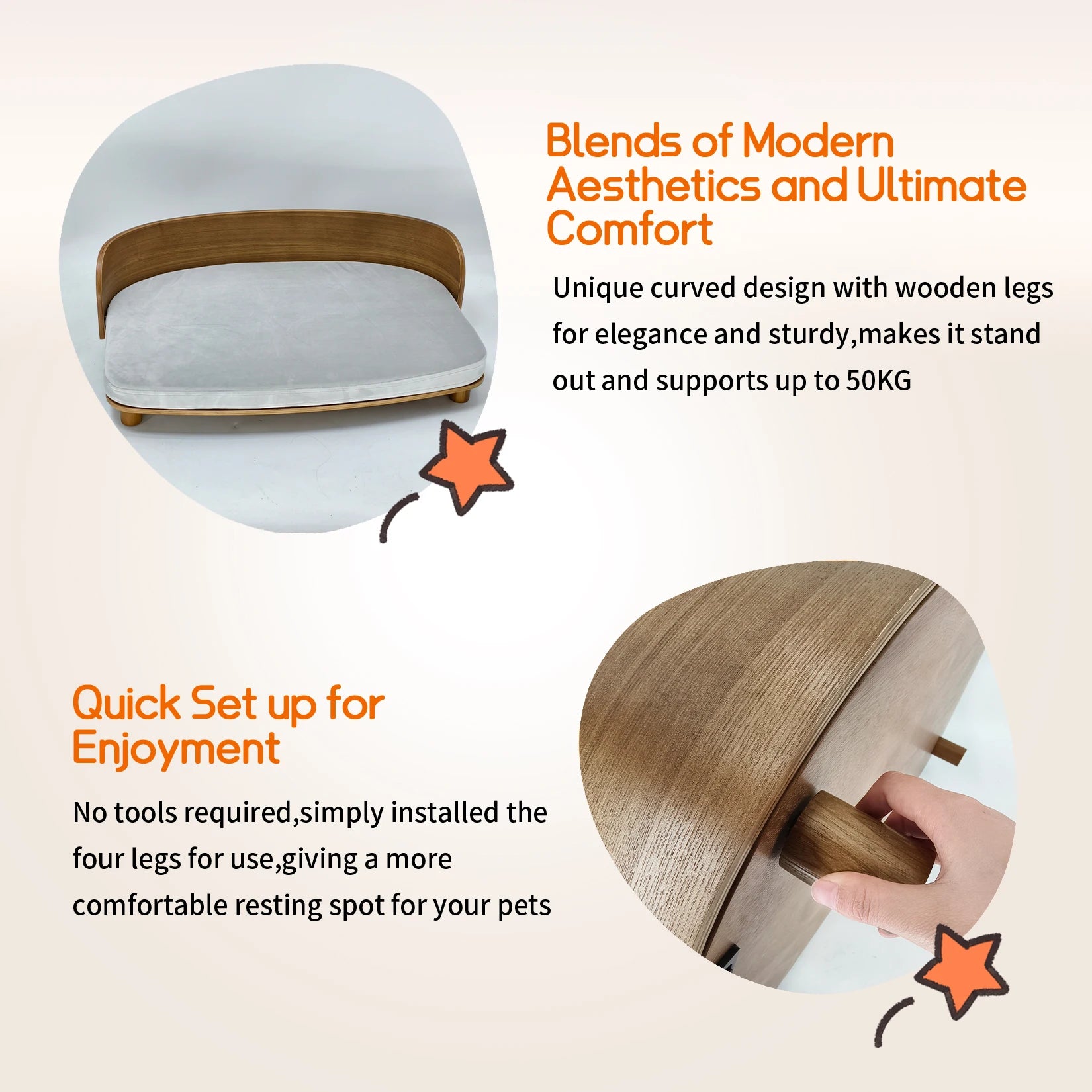 Elevated Cat Bed Wooden Indoor Cat Couch Bed, Pet Sofa Chair Lounge for Kitty, Puppy or Small Animal