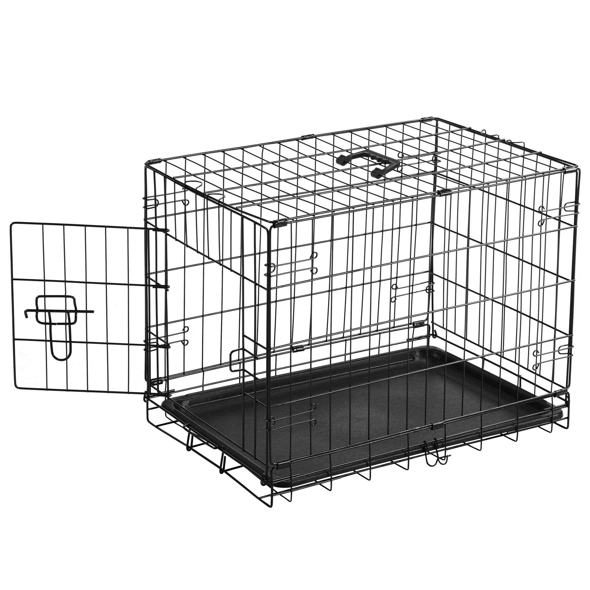Single Door 30 Inch Folding Metal Wire with Plastic Leak-Proof Pan Tray Extra Large Pet Kennel for Indoor Outdoor