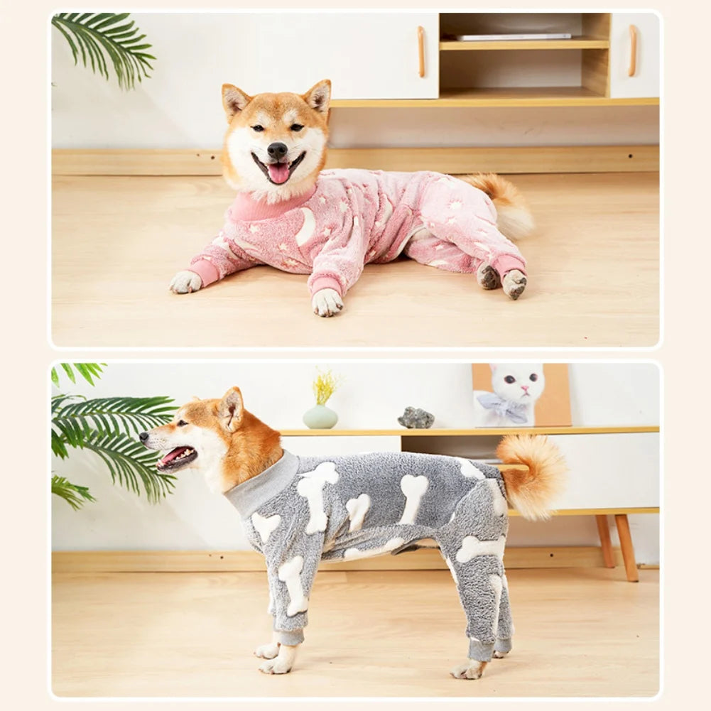 Winter Pet Dog Jumpsuit Clothes Warm Fleece Puppy Dog Pajamas Pet Overalls Costumes For Small Medium Large Dogs