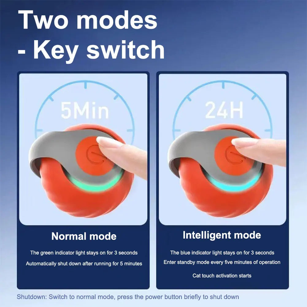 Automatic Moving Cat Toy Ball Two Speed Adjustment Speedy Tail Cat Toy with Replacement Tail