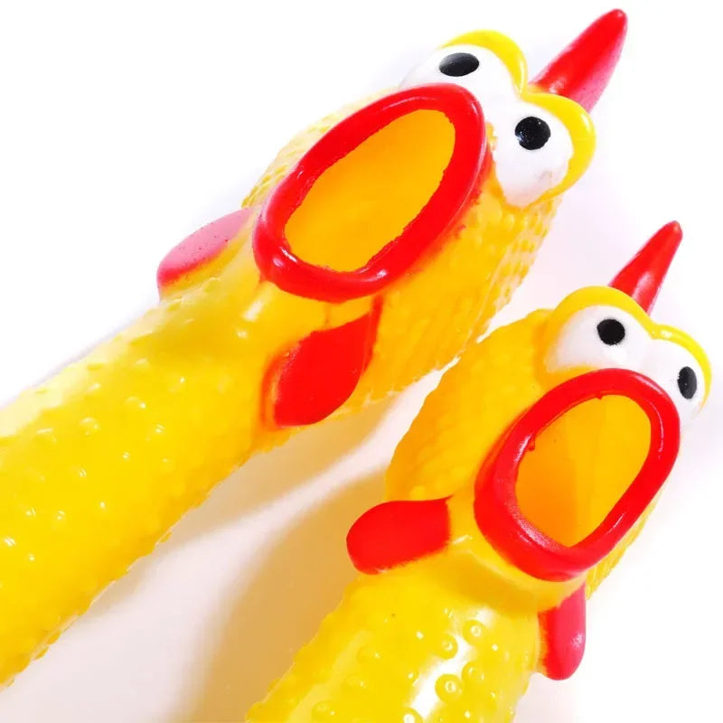 1PCS Screaming Chicken Squeezing Sound Toy Pet Dog Chewing Toy Durable And Fun Yellow Rubber Breathable Chicken