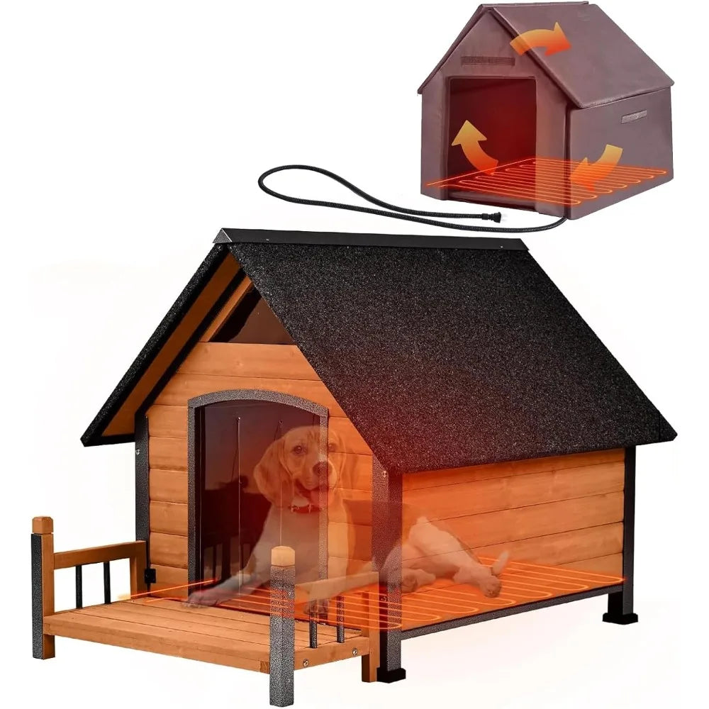 Insulated Dog Kennel with Heating Liner Strong Iron Frame Small, Medium & Large