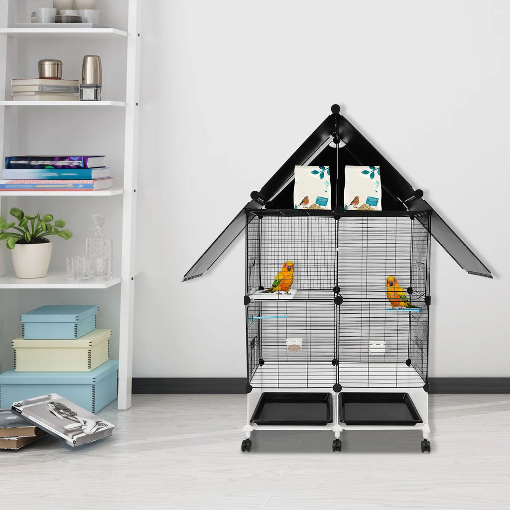 Large Parrot Cage Budgie Cage Multifunctional Wire Cage for Mid-Sized Parrots Cockatiels