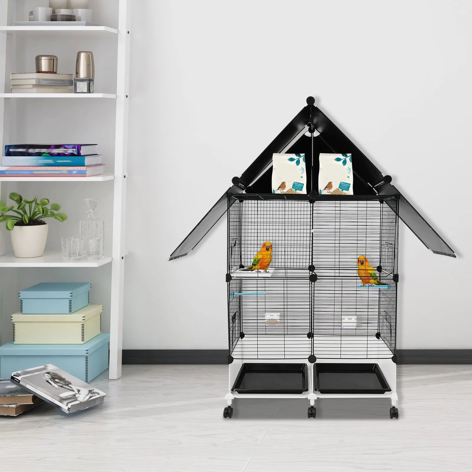 Large Parrot Cage Budgie Cage Multifunctional Wire Cage for Mid-Sized Parrots Cockatiels