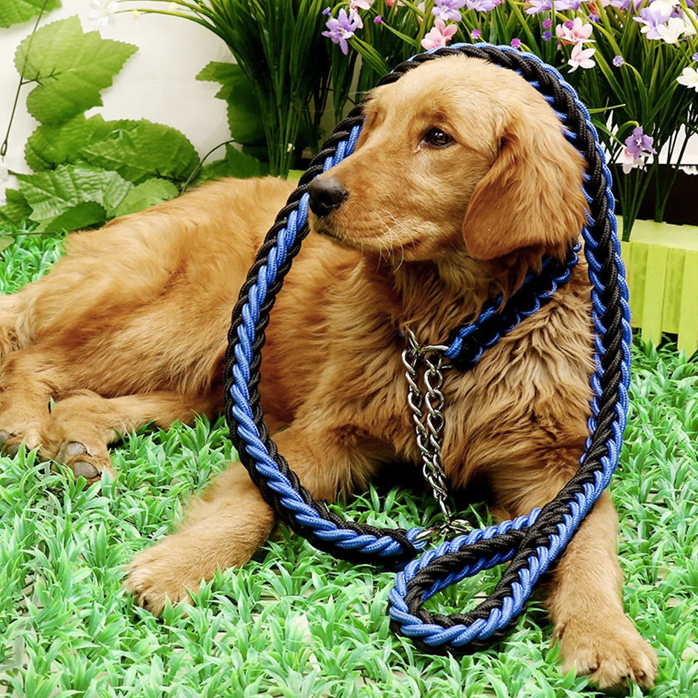 Nylon Braided Dog Collar And Leash Set Traction Rope For Small Medium Large Dog