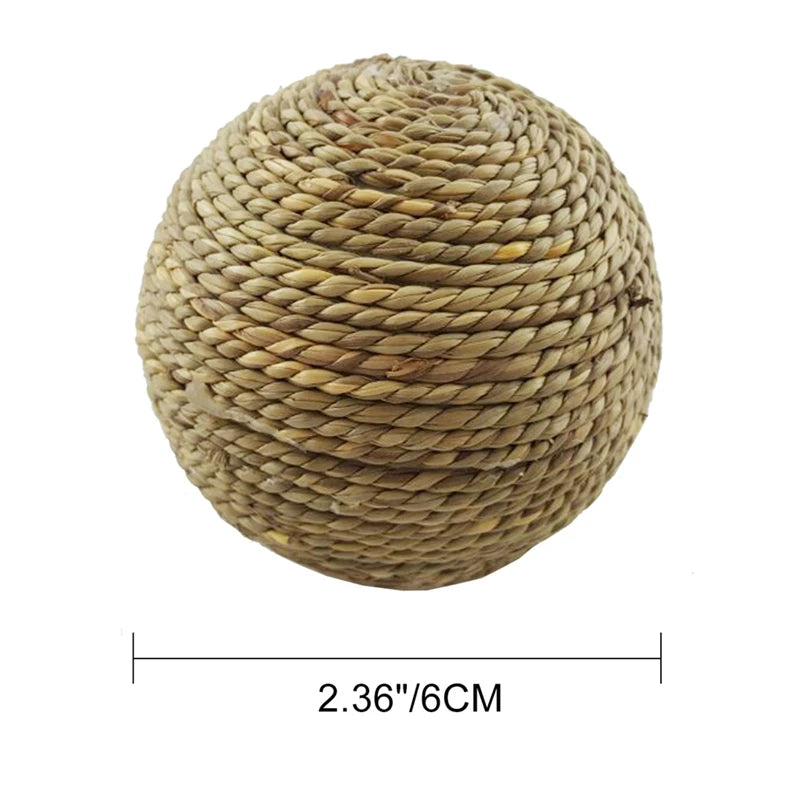 4PCS Pet Chew Toy Natural Grass Ball For Rabbit Hamster Guinea Pig