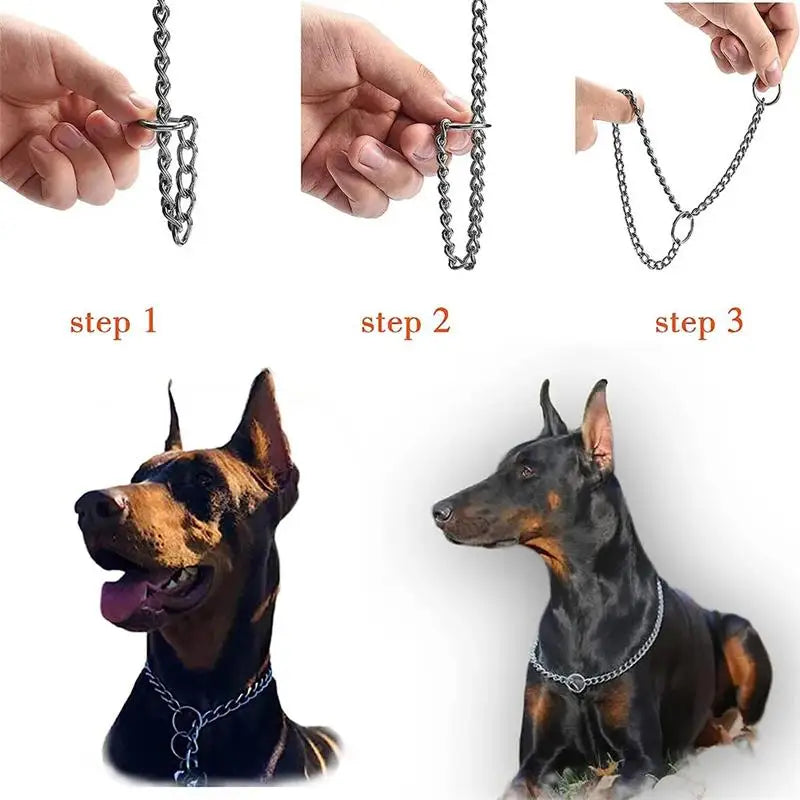 4 Size Stainless Steel Slip Chain Collar Dog Collar for Small Medium Large Dog Collar
